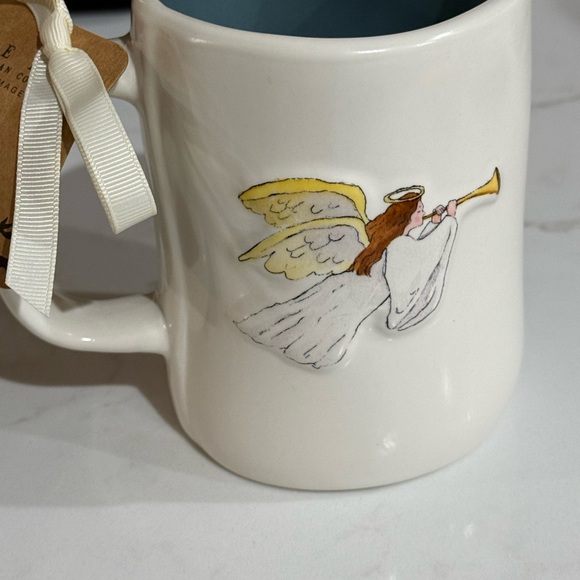 Rae Dunn White and Blue Heralding Angel “JOY TO THE WORLD” Mug NWT - Picture 3 of 8